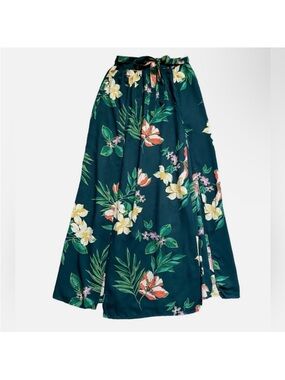 NWT Patrons of Peace DeepTeal Floral Maxi wrap Skirt, Size XS